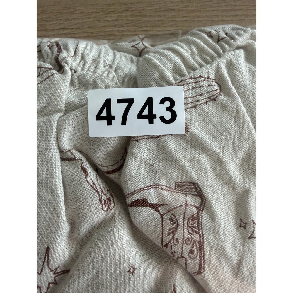 Cali 1850 Western Print Pajama Pants Cream Linen Blend Wide Leg XL Womens - Picture 8 of 8